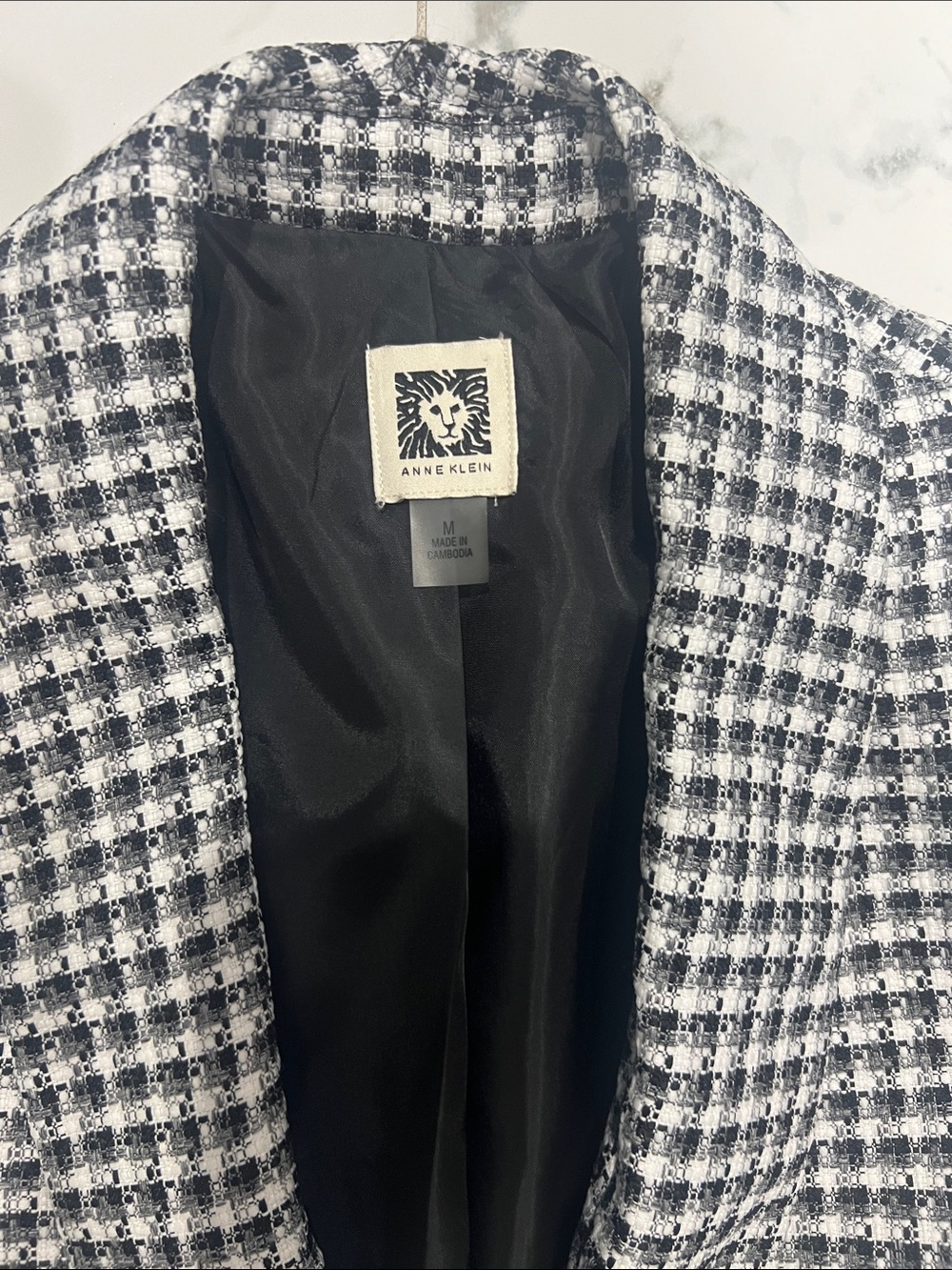 Anne Klein Black and White Houndstooth Blazer Jacket - Picture 5 of 5